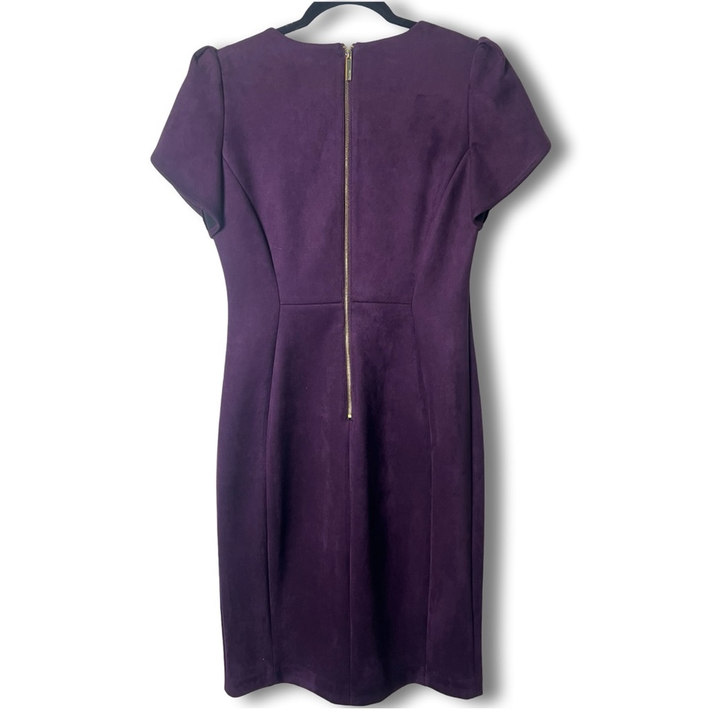 Calvin Klein Women’s Tulip-Sleeve Scuba-Crepe Sheath Dress Back Zip Midi Sz 8 - Picture 2 of 9
